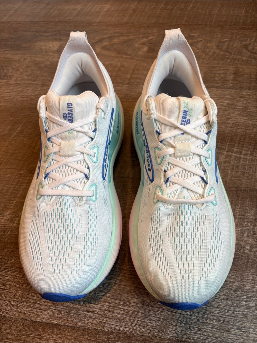 Brooks Women's Glycerin GTS 22 Women’s 10.5 White/Limpet Shell/Amparo Blue - Picture 2 of 10
